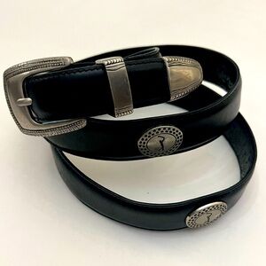 PGA TOUR Leather Belt Silver Medallions
